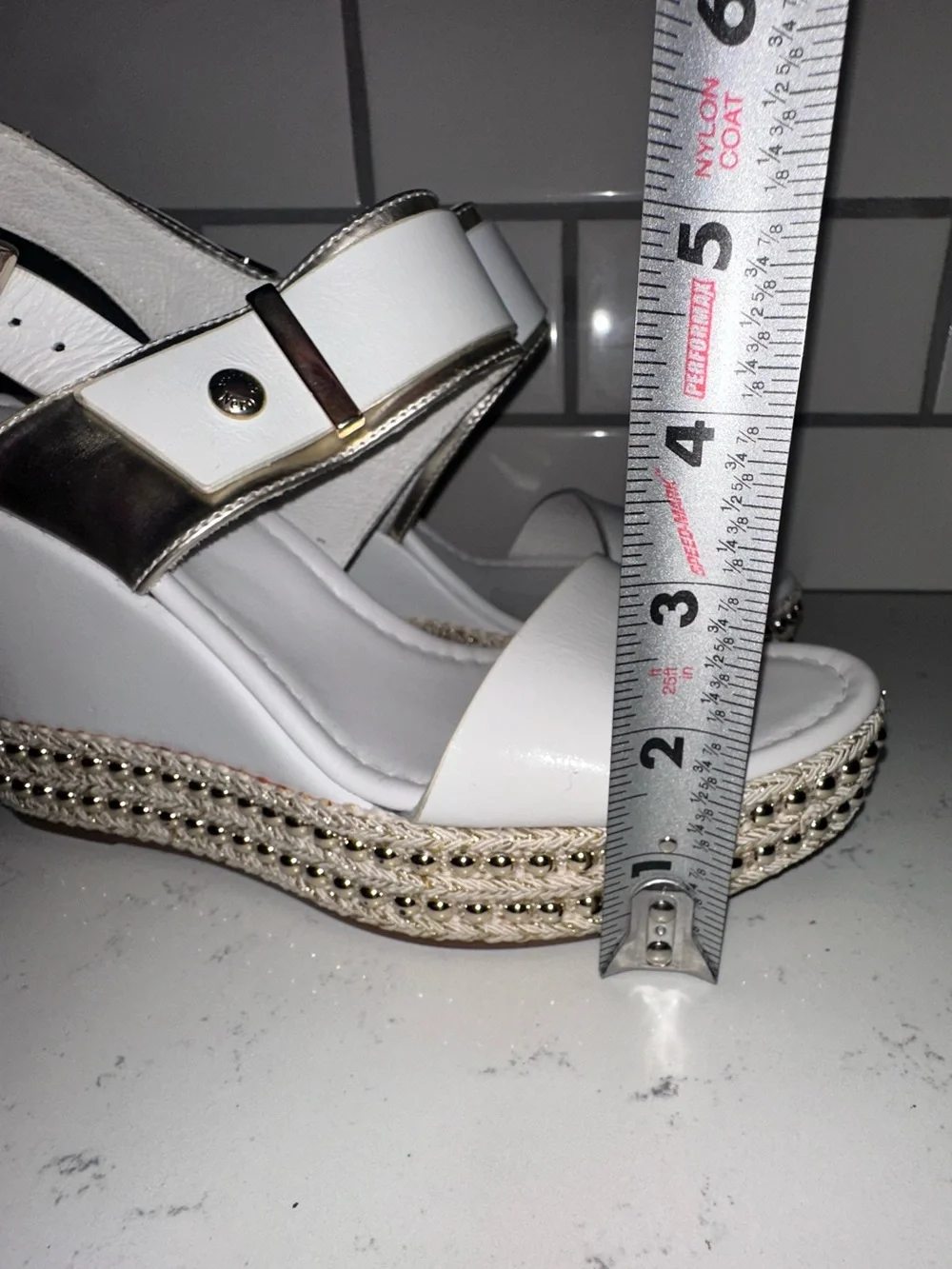 Nero Giardini wedge sandals feature a studded espadrille platform Size 37